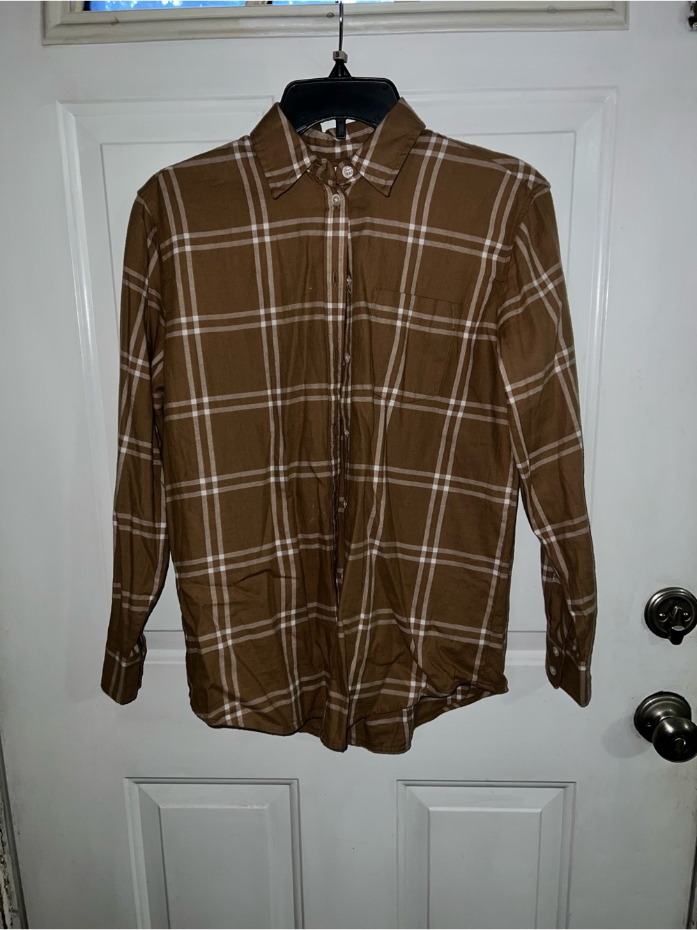 J. Crew Brown Plaid Button-Down Shirt with White Windowpane